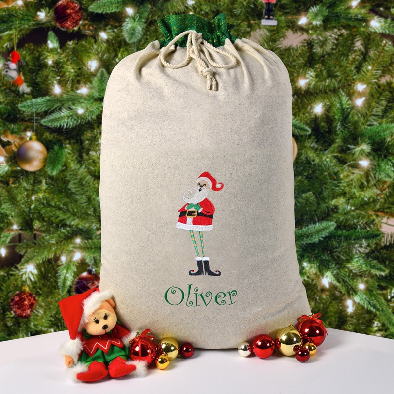 Santa Sack, Father Christmas, Personalised Christmas Gift, Embroidery