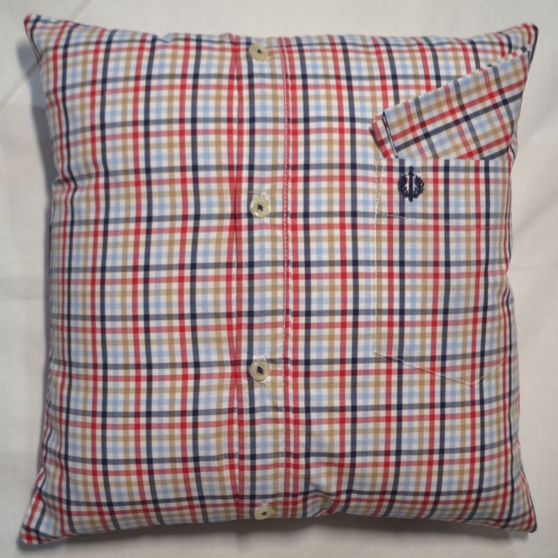 Personalised Cushion In Memory of. Made from Shirts