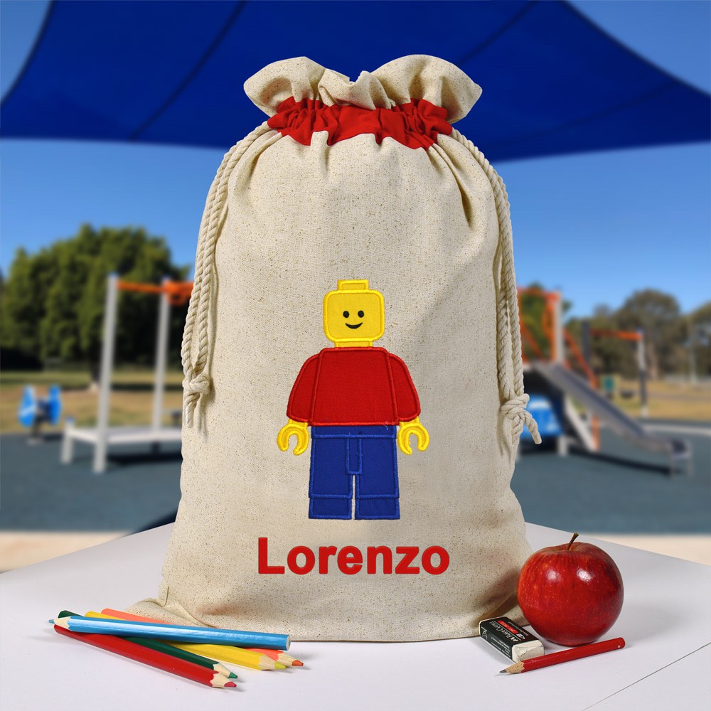 Personalised Library Bag, Lego, Legoman Library Bag, Book Bag, Tote Bag, Pre School, Kindergarten and School
