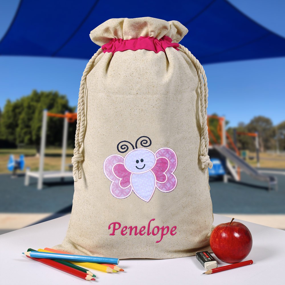 Personalised Library Bag, Butterfly Library Bag, Book Bag, Tote Bag, Pre School, Kindergarten and School