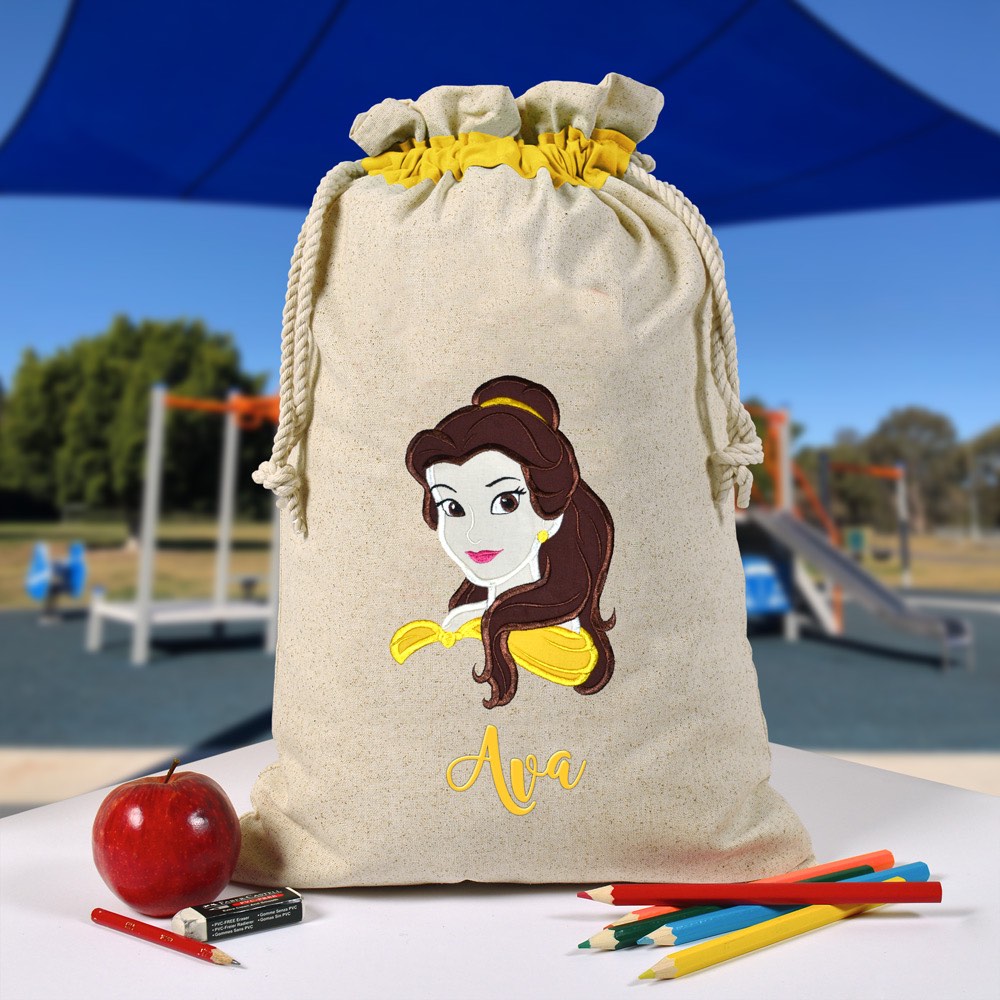 Personalised Library Bag, Belle, Beauty and The Beast Library Bag, Book Bag, Tote Bag, Pre School, Kindergarten and School