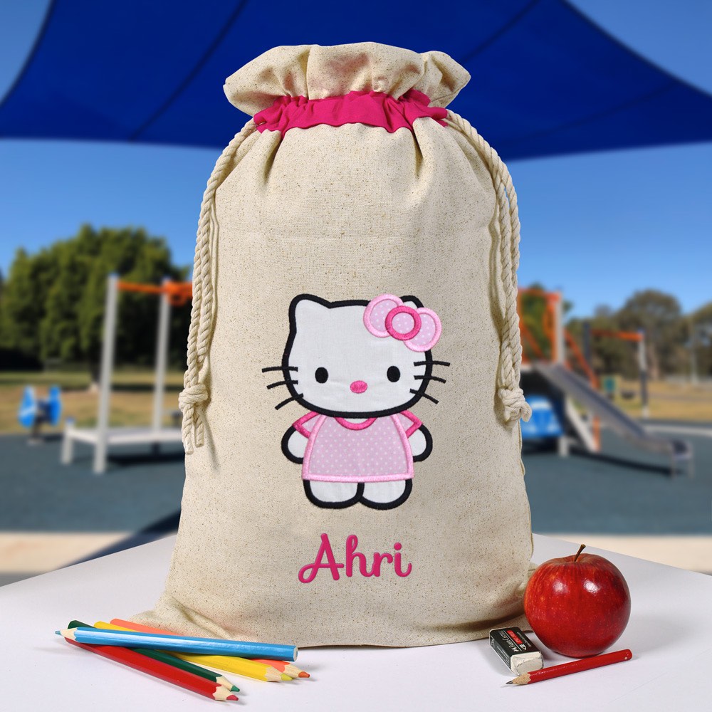 Personalised Library Bag, Hello Kitty Library Bag, Book Bag, Tote Bag, Pre School, Kindergarten and School