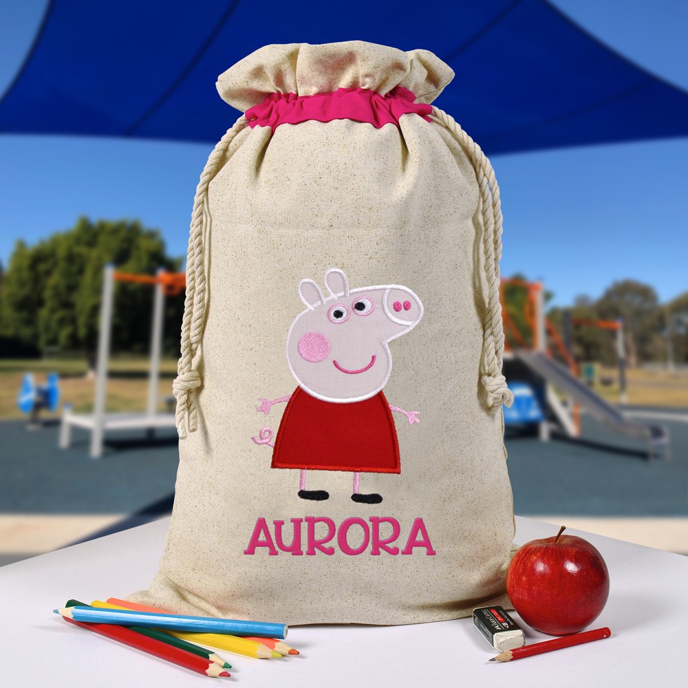 Personalised Library Bag, Peppa Pig Library Bag, Book Bag, Tote Bag, Pre School, Kindergarten and School