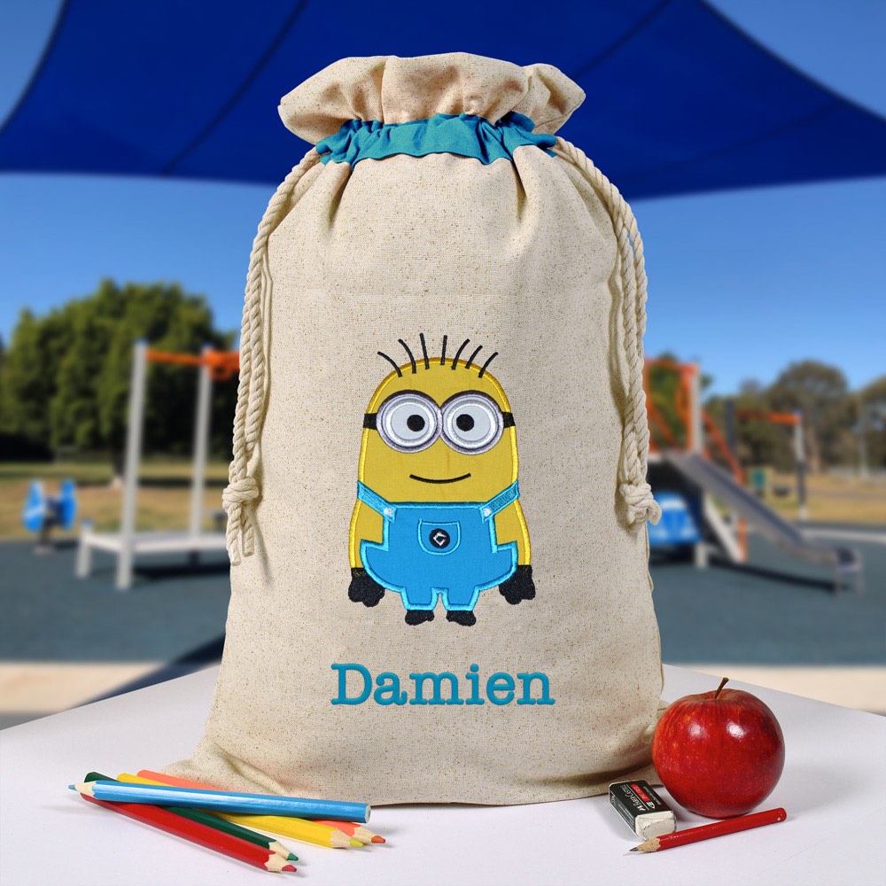 Personalised Library Bag, Minion Despicable Me Library Bag, Book Bag, Tote Bag, Pre School, Kindergarten and School