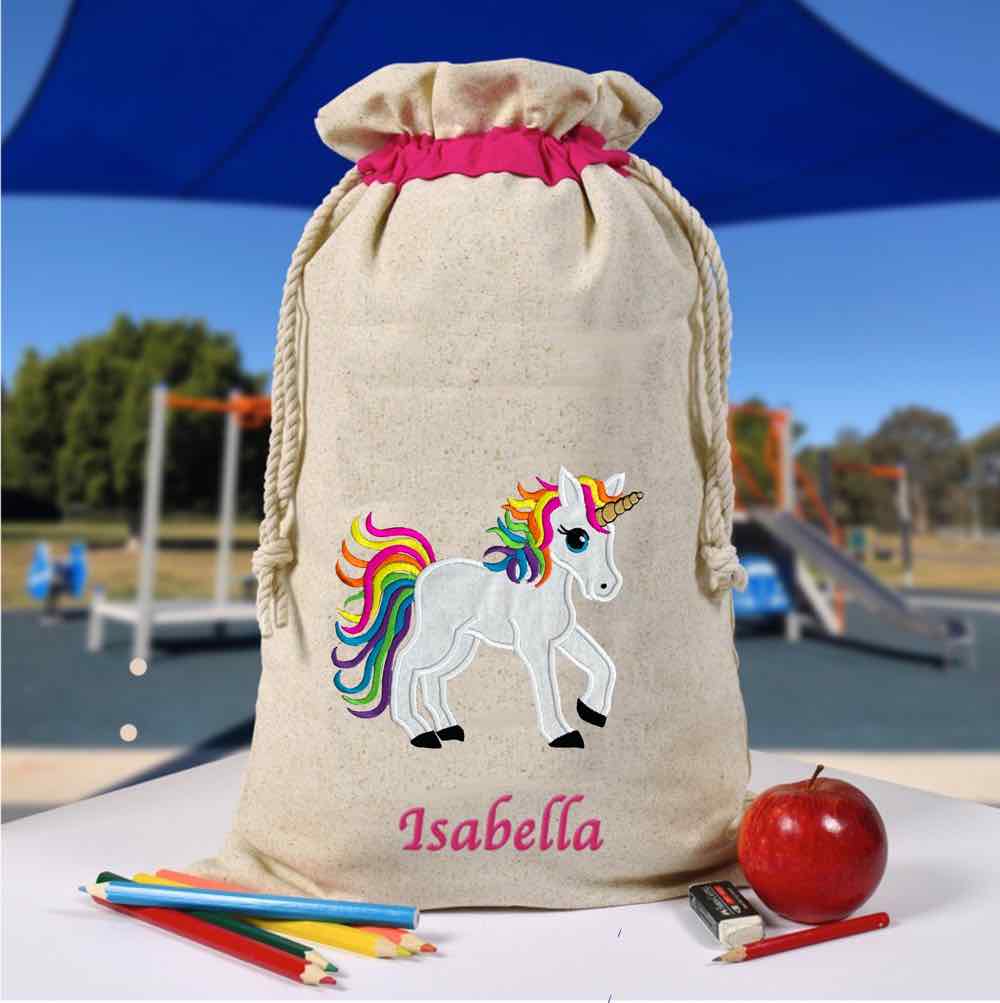 Personalised Library Bag, Unicorn Library Bag, Book Bag, Tote Bag, Pre School, Kindergarten and School