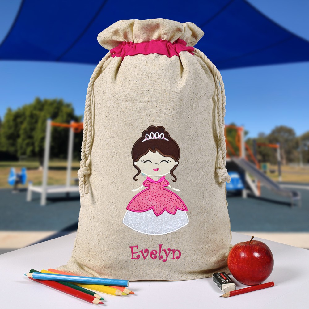 Personalised Library Bag, Princess Library Bag, Book Bag, Tote Bag, Pre School, Kindergarten and School