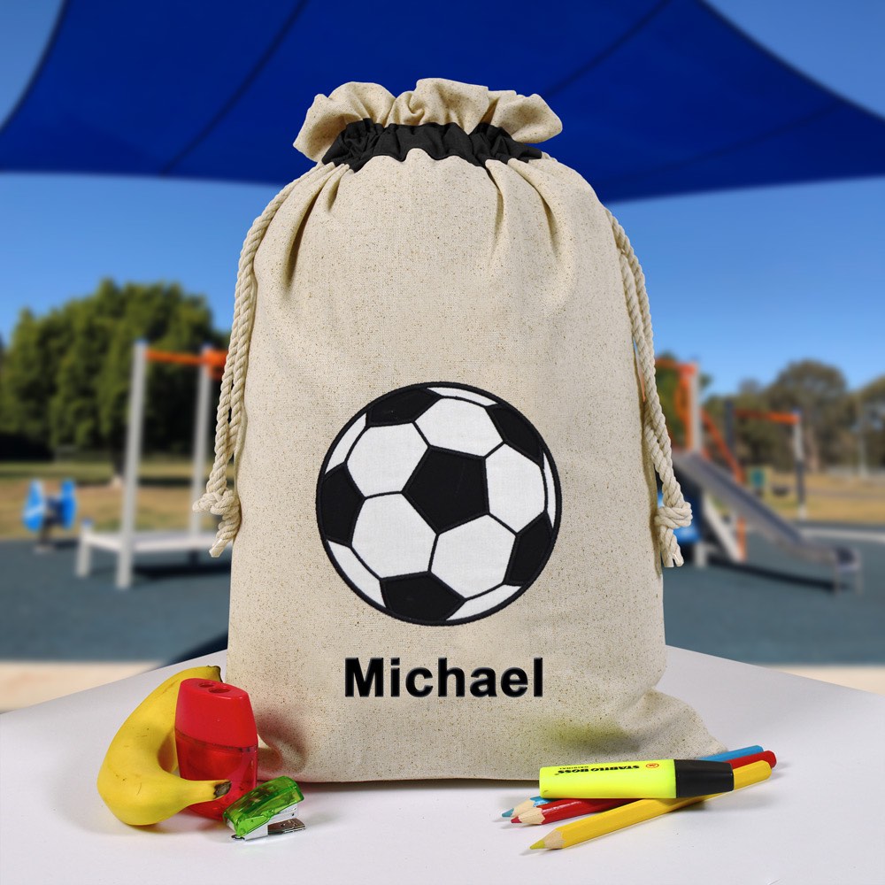 Personalised Library Bag, Soccer Library Bag, Book Bag, Tote Bag, Pre School, Kindergarten and School