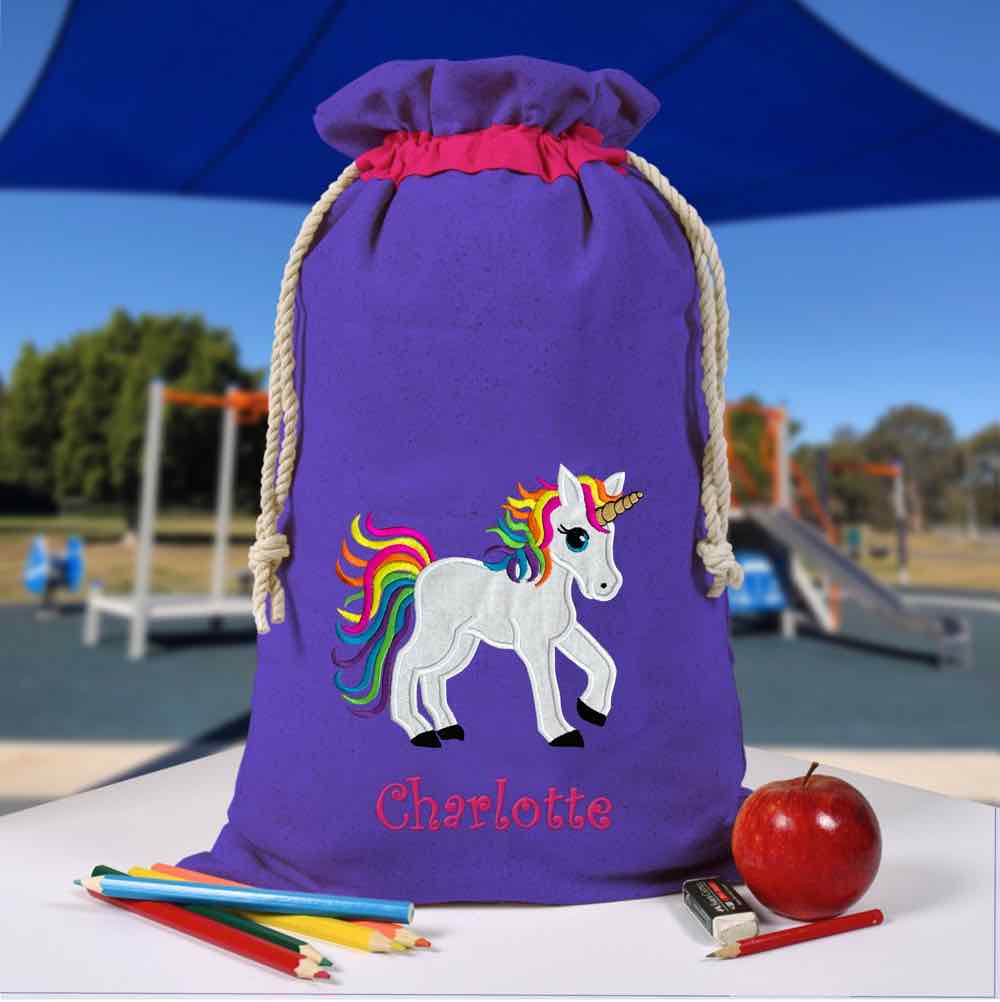 Personalised Library Bag, Unicorn, Book Bag, Tote Bag, Pre School, Kinder and School