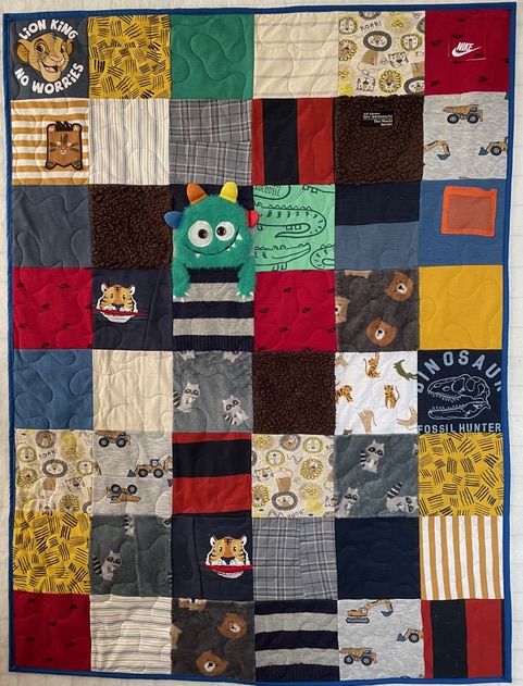 Memory Quilt, Memory Blanket, Quilt made from Clothing