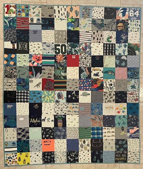 Memory Quilt, Memory Blanket, Quilt made from Clothing