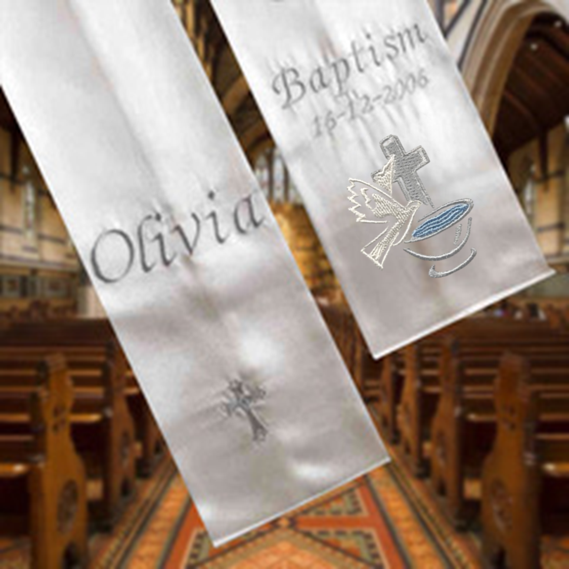 Baptism Stole, Religious Sash,Embroidery
